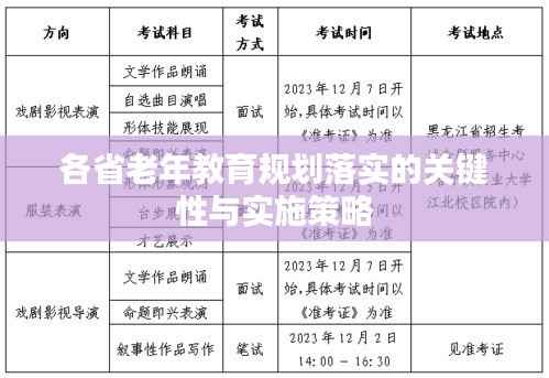 各省老年教育规划落实的关键性与实施策略