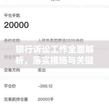 银行诉讼工作全面解析,落实措施与关键要点深度探讨